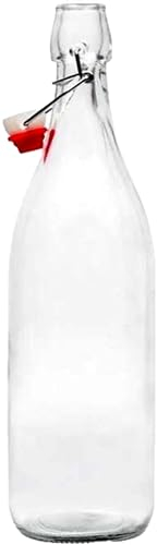 FERRAMENTA BONIFAZIO Bottiglie in Vetro Trasparente Costolata Set 12 Bottiglie da 500 ml con Tappo Ermetico Perfetto per Conservare Olio Acqua Vino Amari (Set 12 Bottiglie da 0.5L - 500ml)