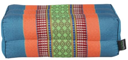 ANADEO YogaProducts Standard - Cojín Zafu Estándar para Yoga y Meditación - Kapok 100% Natural de Alta Densidad - Comodidad y Firmeza - Estabilidad del Asiento - Azul Naranja - X1