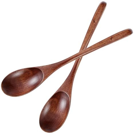 Qianyu 2 PCS 9 Inch Rustic Wooden Multi-Purpose Spoons, Wood Color, 32g, 2 Pack