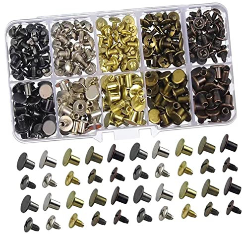 COHEALI Lot de 150 Rivets en Métal Et Cuir pour Reliure Artisanat Reliure Ceinture Artisanat Du Cuir
