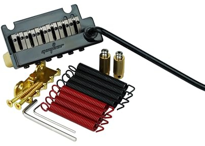 Guyker gitarr Tremolo Bridge String Spacing 10,8 mm med mässingsrullsadel och mässingsblock och brodubb, vår och klo, pop-in vibratstång, komplett installationssats, GG1009-T svart