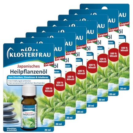 Klosterfrau Japanisches Heilpflanzenöl | 8 x 20ml | zum Einreiben, Einnehmen und Inhalieren | bei Erkältungskrankheiten | Wirkstoff: 100% Minzöl