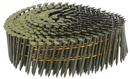 Clavos de alambre de acero para techos, 40 rollos, 16 000 unidades, cabeza redonda de 15 grados, vástago anillado, 2,1 x 38 mm, para techos, cercas y cubiertas.