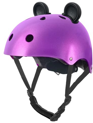 Nattork barncykelhjälm för flickor eller pojkar justerbar storlek multi-sporthjälm för skateboard skoter skridskor med söt panda stil lila