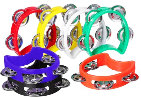 Outanaya Strumenti Musicali per Bambini 7 Pezzi Tamburelli a Mezza Forma in Plastica Sicura Facili da Imparare per Feste e Giochi Educativi
