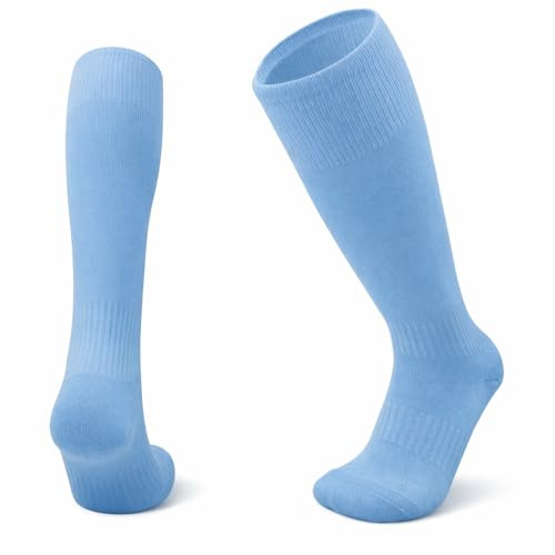 1STLY FITNESS Kids Knee High Football Rugby Hockey Socks - 1 Pair Sky Blue