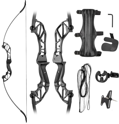 Recurvebögen für Erwachsene, 142,2 cm, Aluminium-Legierung, Bogenschießen, Takedown-Bogen-Set für Erwachsene/Jugendliche/Teenager, Anfänger, Zielübung, Rechtshänder, 30/40/22,7 kg (18,1 kg)