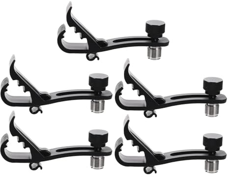BESTonZON 5pcs Drum Mic Clips Adjustable Metal Microphone Securing Clamp Mounts Holder for Snare Bass Drum Stand