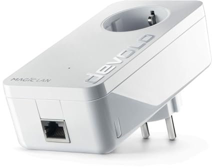devolo Magic 1 – 1200 LAN Single Adapter: Adaptador de ampliación Powerline para Internet en toda la casa, adecuado para la Home Office (1200 Mbit/s, 1 x conexión Gigabit LAN, G.hn), Color Rojo