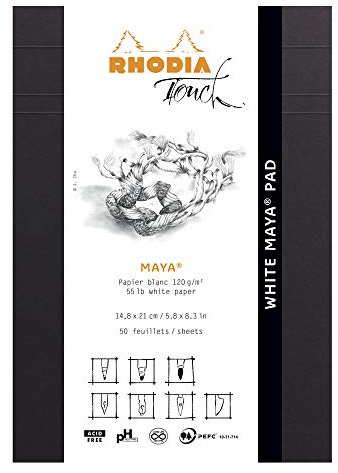 RHODIA TOUCH 116102C - Blocco White Maya Pad A5 120g/m² 50 Fogli