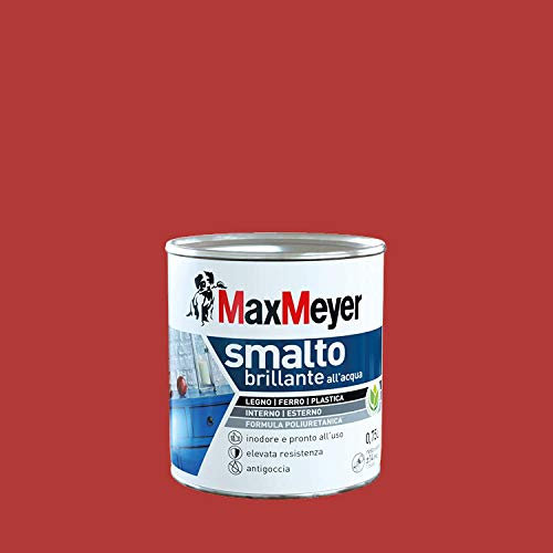 Maxmeyer Smalto All'Acqua Poliuretanico Brillante Rosso Ciliegia 0,75 L