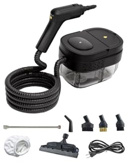 Mediawave Store Pulitore a Vapore Portatile Multiuso ad Alta Pressione 1600ml - 7 Accessori Pulizie Specifiche - Uso Domestico Vetri Finestre, Divani e Tappeti - Auto per Sedili, Tappezzeria e Angoli