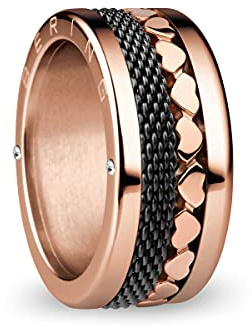 BERING Arctic Symphony Collection Yangtze Anillo para mujer de acero inoxidable con acabado en tono oro rosa brillante