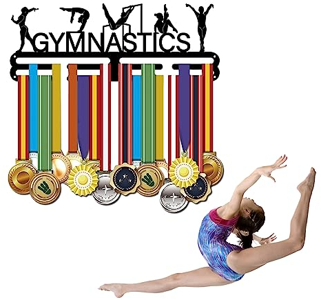 SUPERDANT Gymnastik Medaillenhalter Frauenturnen Medaillen Aufbewahrung Eisen Wandhaken Für Wettkampf Medaillen Aufhänger Medaille Halter Geschenk für Mädchen Sportler und Kinder 40x15cm