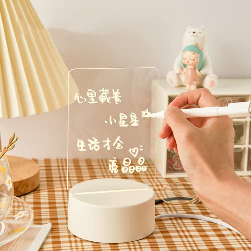 Tableau De Notes Lumineux - Tableau Effaçable à Sec En Acrylique Pour Bureau,Tableau Effaçable à Sec Lumineux Avec Support Comme Mémo Lumineux LED Lettre Message Board Note Verre LED Board