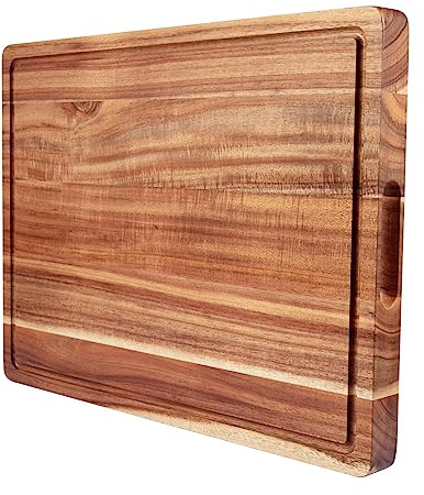 20 x 15 Inch Large Acacia Wood Cutting Board, Reversible Wooden Butcher Block Cutting Board with Juice Groove, Carving Board for Meat, Turkey, Charcuterie