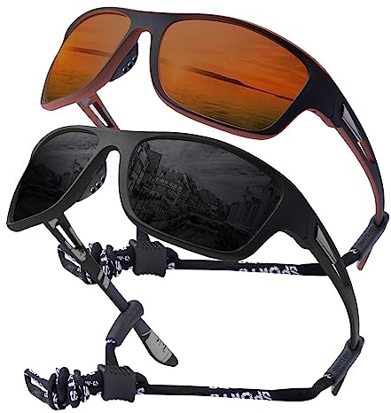 OKH 2 Pacco Occhiali da Sole Sportivi Polarizzati per Uomini Donne UV400 Avvolgenti Occhiali Ciclabili Occhiali Unisex per Biciclette In Ciclismo, Pesca, Corsa, Arrampicata, Baseball