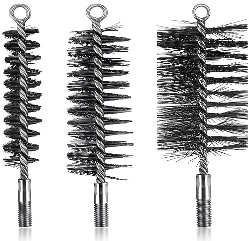 3 Pcs Brosses de Ramonage Cheminée Brosse de Chaudière de Chauffage Métallique Goupillon à Tuyau de Poêle Rond, Brosse de Cheminée en Fil d'acier Robuste (30 mm, 50 mm, 80 mm)