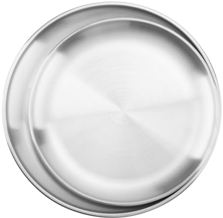 YIXNSW Lot de 2 plaques à pizza rondes en acier inoxydable - 20 cm et 23 cm - Pour une utilisation à la maison, au four, au camping, en plein air, en pique-nique - Argenté