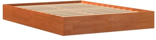 vidaXL Bed Frame, Bed Base for Bedroom, Mattress Foundation for Double, Bedstead, Modern Style, Wax Brown 120x190 cm Small Double Solid Wood Pine