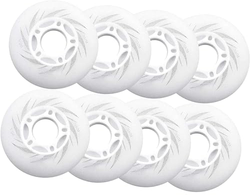 Ersatzräder für Inlineskate, LED-Lichter, Polyurethan, 72 mm/76 mm/80 mm, leuchtende Räder für Inline-Skate, Wave-Board, Straßen-Surf, Weiß, 72 mm, 8 Stück