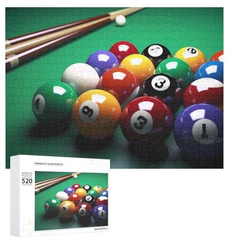 Puzzle 520 Teile für Erwachsene Groß Cooles Billard Puzzle Dekompressionsspiel Freizeit Unterhaltung Holzpuzzle Entspannung Sensorisches Spielzeug Raumdekoration für Männer