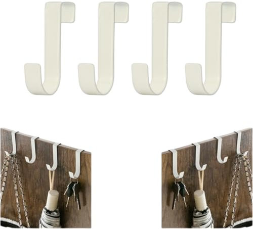 WUSJCOF 4 Crochets de Porte, Crochets à Suspendre, Crochets pour Vêtements, Suspension Stable, Sans Perçage, Convient aux Portes Standard (Blanc)