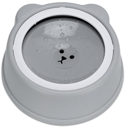 No Splash Dog Water Bowl with Floating Disk, 1.5L Slow Drinking Feeder, Anti-Overflow Anti-Choking No Spill Pet Water Bowl For Dog Cat Puppy Kitten (Round - Grey)