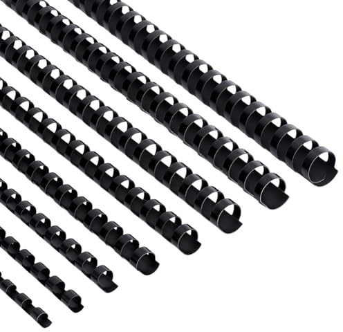 PH PandaHall 160pcs 8 Sizes Binding Combs, Plastic Comb Binding Rings 19 Ring Black Binding Spines Letter Size Spiral Binding for Notebook Calendar Picture Album, 6~20mm