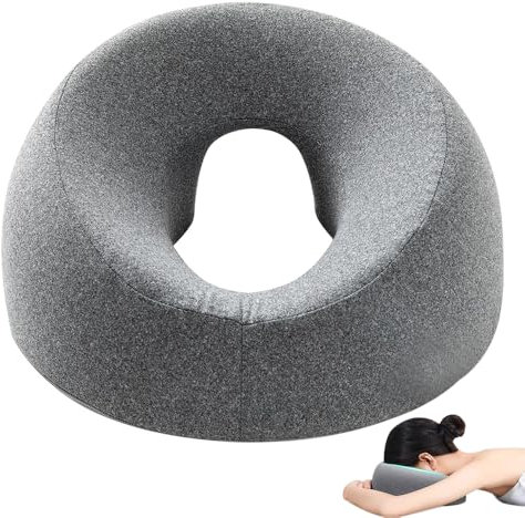 BIZOI Face Down Pillow, Massage Face Pillow, Memory Foam Face Down Massage Headrest, Breathable Massage Table Face Cradle Rest Cushion for Prone, Napping, Resting, Travel, Salons, Spa, Home Use (Grey)