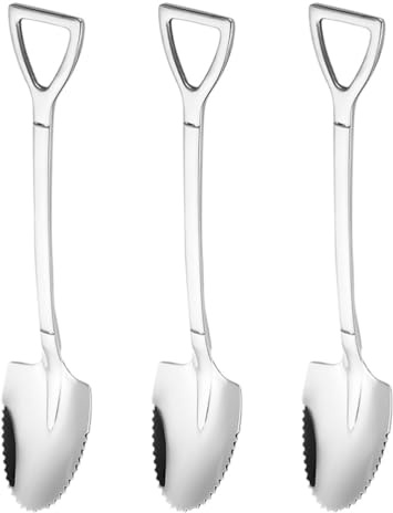 PRETYZOOM 3pcs Grapefruit Spoons, 6'' Serrated Edge Grapefruit Spoons with Creative Handle, Stainless Steel, Dishwasher-Safe
