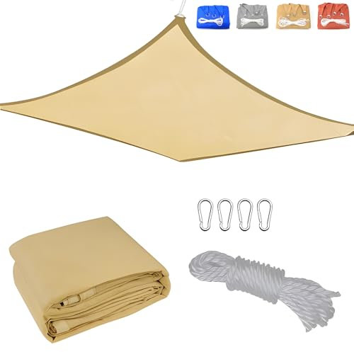 CANYUE Toldo Vela Rectangular 3x3.5m Transpirable Vela De Sombra HDPE 95% Protección Rayos UV Toldo Parasol para Exterior, Jardín, Terrazas Beige