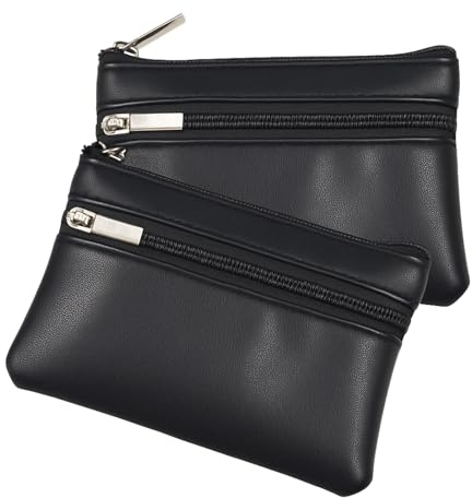2 PCS Portamonete in Vera Pelle 11x8 Cm, Porta Monete Uomo Donna Tascabile, Portaspiccioli Uomo E Borsellino Uomo Piccolo Elegante, Custodia Chiavi Auto, Idea Regalo Compleanno Natale
