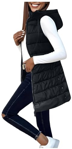 Zuoyue Chaleco Largo para Mujer sin Mangas Largo Plumón Tallas Grandes Chaleco Acolchado Mujer Invierno Chaquetas de Invierno Chaqueta de Plumón Abrigos con Capucha Térmico Chaquetas (L)