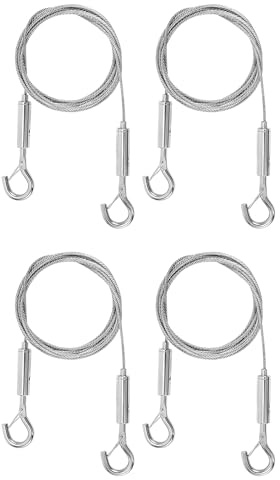 Alriedy Juego de 4 cables ajustables para colgar cuadros, cable para colgar espejos, 1,5 m x 1,5 mm, cuerda de alambre de acero inoxidable resistente con ganchos, clips de bloqueo para colgar fotos