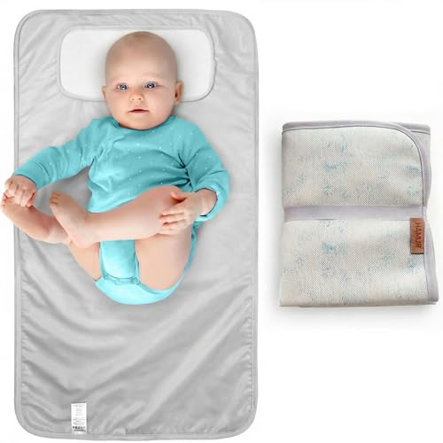 Hamur Home bärbar skötmatta vattentät 40 x 70 cm återanvändbar baby skötmatta maskintvättbar för resor omslagsväska (enfärgad grön)