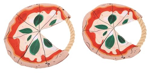 MUCKLILY Dischi Volanti per Cani 2 Unitá a Forma di Pizza in Corda di Cotone Resistenti alla Masticazione Gioco Interattivo per Addestramento Cuccioli All'aperto