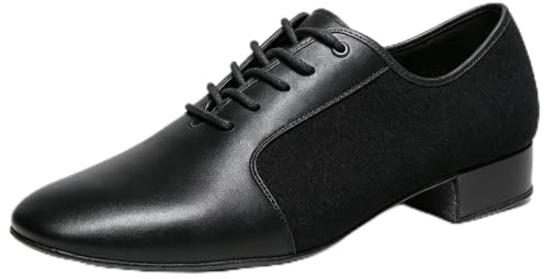 Wizeny Chaussures de Danse Latines Hommes à Lacets Chaussures de Danse Salsa Standard Ballroom Tango Respirable Antidérapant