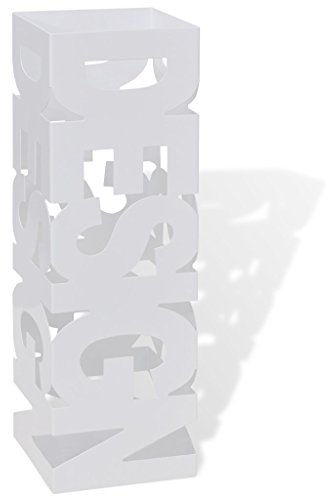 Festnight Schirmhalter Schirmständer Regenschirmständer Gehstöcke Stahl Metallständer Weiß Quadratisch Regenschirm Aufbewahrung Höhe 48,5 cm