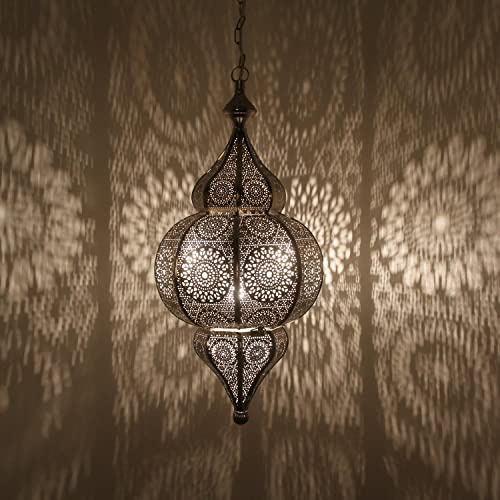 Melisa LN2010 - Lampada a sospensione orientale marocchina, altezza 54 cm, con attacco E27, magnifica lampada da soffitto per grandi effetti luminosi da 1001 notti Real Crafts dal Marocco, lampada