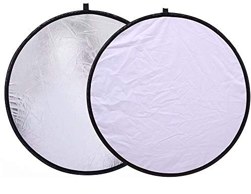 Konseen 2-in-1 Round Collapsible Light Reflector 32/80cm Silver/White Portable Photography Studio Reflector with a Carrying Bag