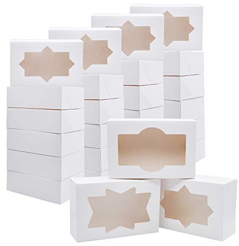 JOYIN 24 boîtes de Noël blanches avec fenêtre (8.75'' x 5.75'' x 2.75'') pour pâtisseries, cupcakes, biscuits, brownies, beignets, cadeaux.