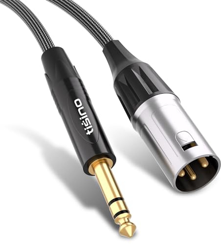 Tisino 1/4 to XLR Cable, 6.35mm TRS to XLR Male Nylon Braid Quarter inch TRS to XLR Male Balanced Interconnect Microphone Cord Patch Cable - 10ft