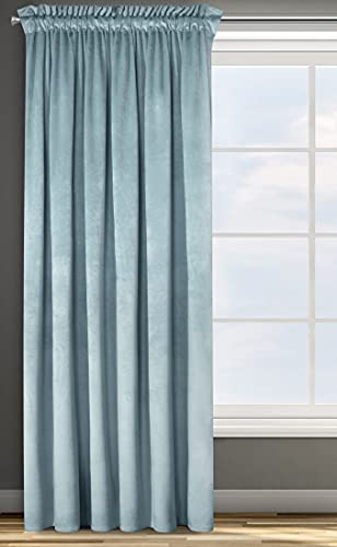 Eurofirany ROSA Vorhang Samt Velvet Kräuselband -1 STK. Weich Edel Gardine 200g/m² Elegant Glatt Einfarbig Flauschig Modern Klassisch Wohnzimmer Schlafzimmer, 140x270 cm, Blau