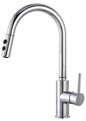 Peppermint Chrome Kitchen Taps with Pull Out Spray Single Lever Kitchen Mixer Taps 1 Hole High Arc Pull Down Sink Tap Swan Neck 360 Swivel Faucet