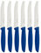 Tramontina Set di Coltelli da Tavola Dentati con Punta Arrotondata, 6 Pezzi, Colore Blu, Acciaio Inossidabile, Plenus