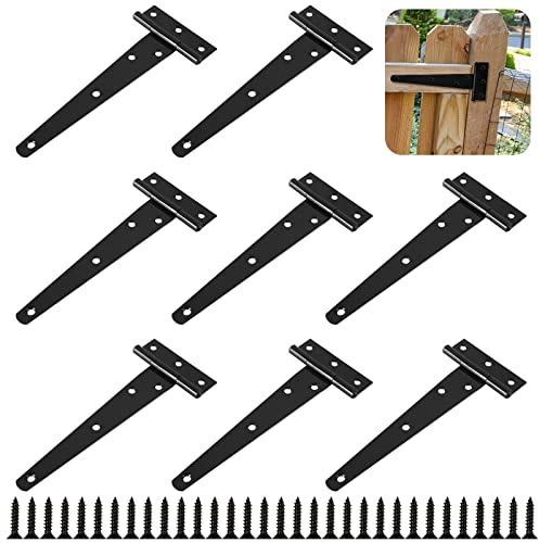 STARVAST 10 Pcs Charnières Porte Lourde en T, Charnière Porte de Grange, Charnières de Portes Charniere Plate avec Vis pour Porte de Grange, Jardin, Clôtures en Bois (6 Pouces / 150 MM)