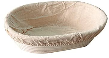 Starnearby Cestino da Lievitazione per Pane, Banneton Ovale, Cestino Lievitazione Pane in Rattan Naturale con Tessuto di Lino