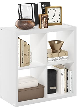 Furinno Cubicle Open Back Decorative Cube Storage Organizer, 4-Cube, White