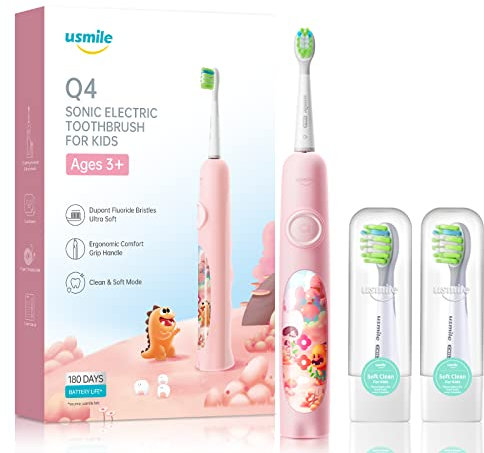 usmile Electric Children's Toothbrush from 3 Years, Fluoride Bristles for Prevention of Caries, Sonic Toothbrush with DIY Sticker, 2 Dental Care Cleaning Modes and Smart Timer, Easy to Grip Handle